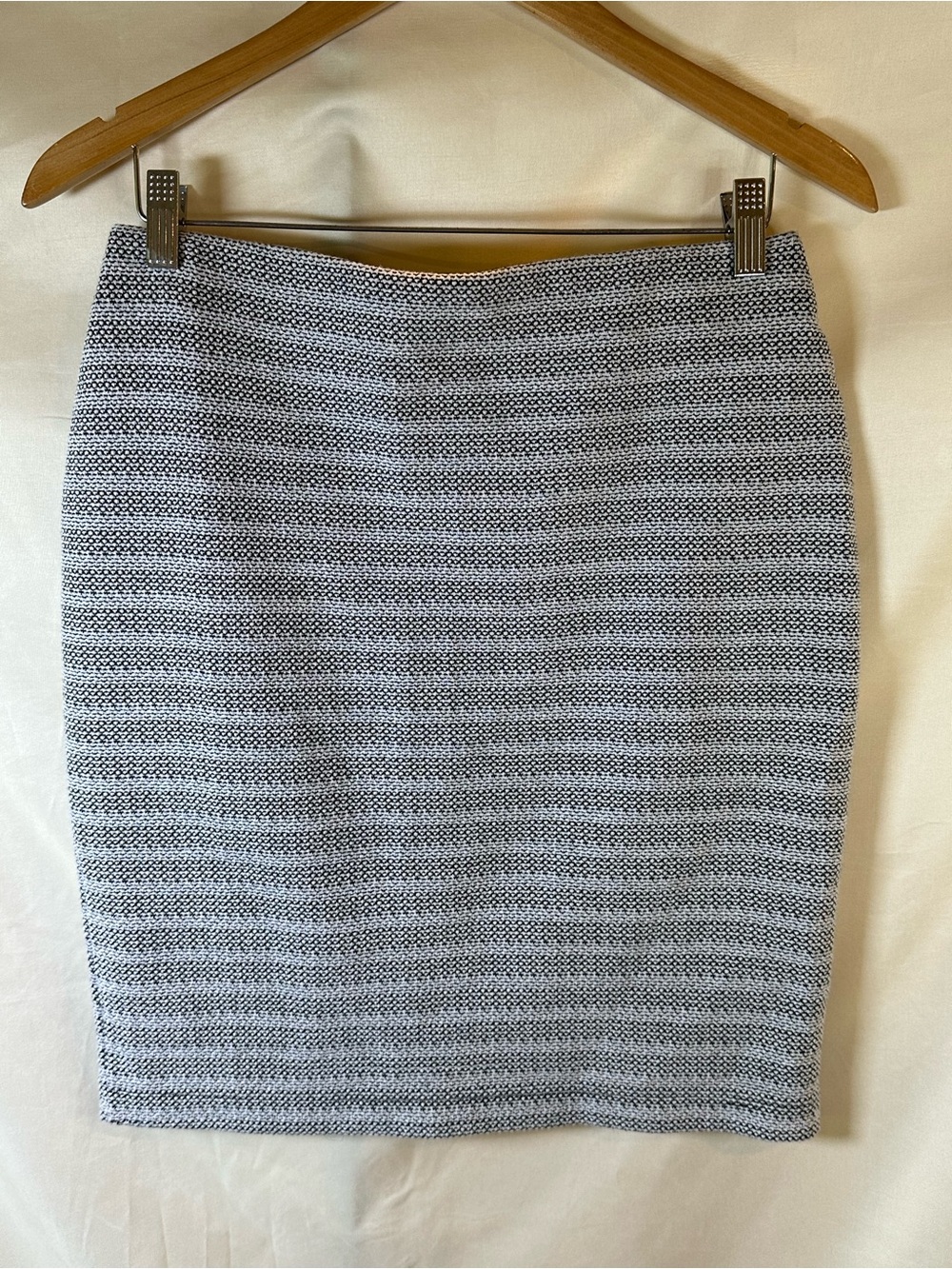 Loft classic Gray Textured Knit tweed Pencil Skirt stretch office workwear small